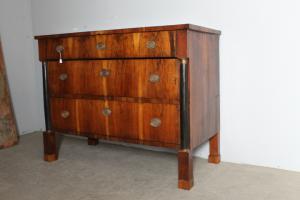 Antique Empire chest of drawers, 19th century, early 1800s Bologna. Walnut. Two drawers.